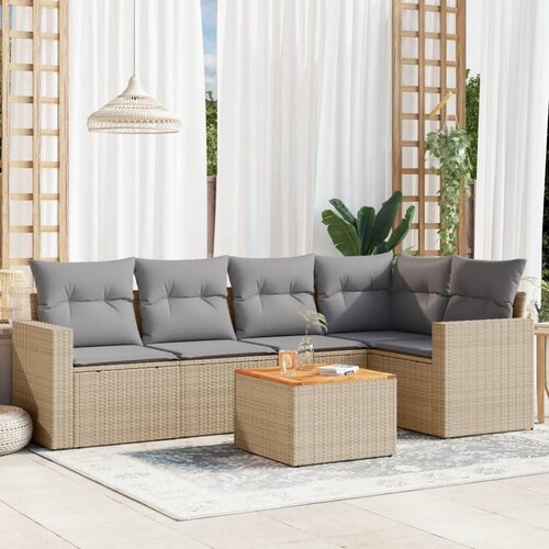 vidaXL 6-dijelni set vrtnih sofa s jastucima bež od poliratana Cijene