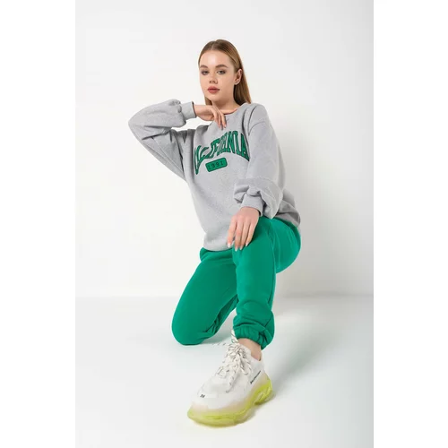 K&H TWENTY-ONE Women's Gray Green California 1991 Printed Oversized Bottoms and Tracksuits Set