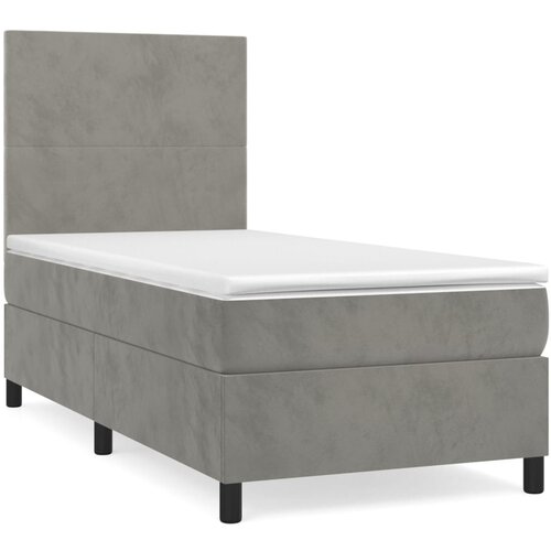 Maison Chic Box spring postelja - Vzmetna postelja z vzmetnico svetlo siva 90x200 cm žamet SL13250, (21903884) Slike