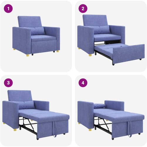 SOFA na razvlačenje Singl Trapere plave boje 90 x 165 x 87 cm Slike