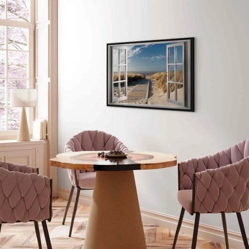  Slika - Window: View of the Beach 120x80 U crnom drvenom okviru Slike