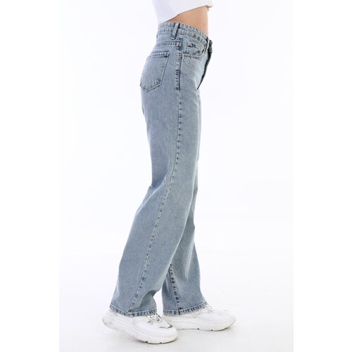 BİKELİFE Women&amp;#039;s Light Blue High Waist Wide Legs Loose, loose Palazzo Jeans Slike