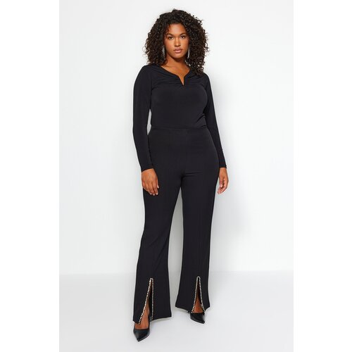 Trendyol Curve Black Stone Detailed Finike Woven Trousers Slike