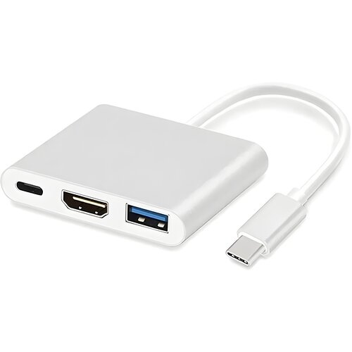 Ven-Dens Adapter za TV Monitor 3v1 Hub USB - C, USB 3.0, HDMI 4k - Bela Slike