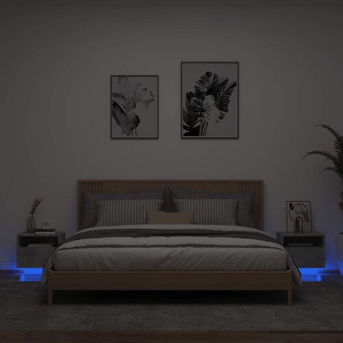  Noćni ormarići s LED svjetlima 2 kom boja betona 40x39x37 cm Cijene