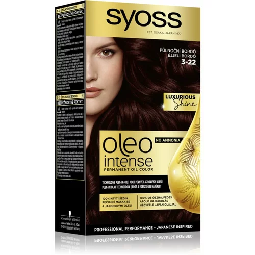 Syoss oleo intense permanent oil color boja za kosu za obojenu kosu 50 ml nijansa 3-22 midnight bordeaux