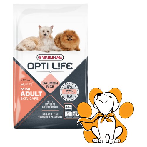 Opti Life Versele-Laga Skin Mini 7.5kg, Ishrana Za Kožu i Dlaku, Losos Slike