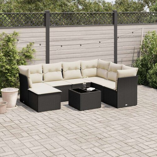  8-dijelni set vrtnih sofa od poliratana s jastucima crni Cijene