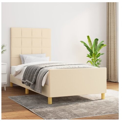  Okvir za krevet s uzglavljem krem 90x200 cm od tkanine Cijene