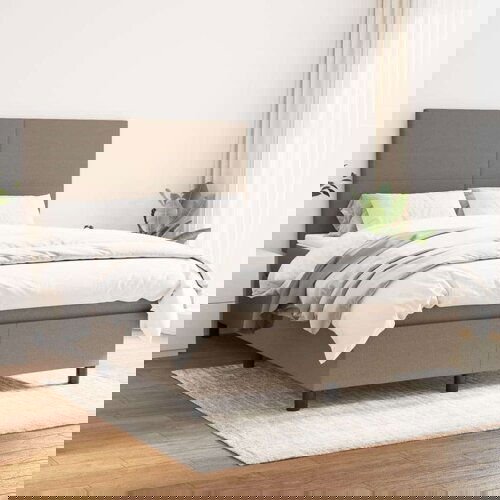  Box spring postelja z vzmetnico taupe 140x190 cm blago, (20893642) Slike