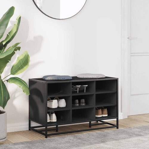  Klupa za cipele crna 84x40x53,5 cm Konstruirano drvo i metal Slike