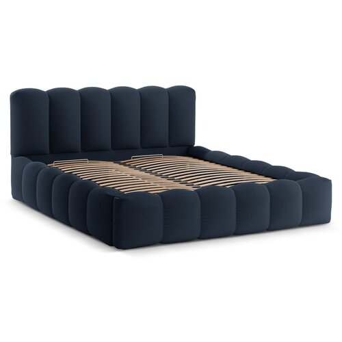 Micadoni Tamno plavi tapecirani bračni krevet s prostorom za odlaganje s podnicom 180x200 cm Lupine &amp;ndash; Slike