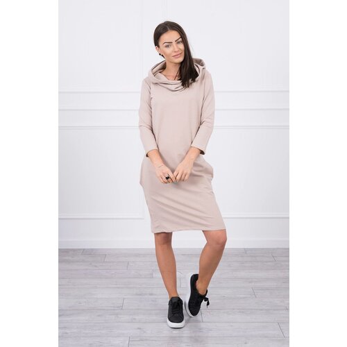 Kesi Dress with hood and pockets in beige color Slike