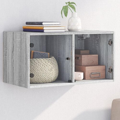 Furnova Stenska omarica s steklenimi vrati siva sonoma 68,5x37x35 cm, (21950051) Cene