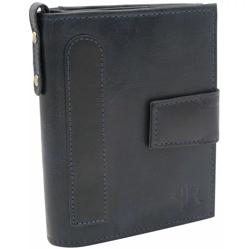 Fashion Hunters Men's navy blue roomy genuine leather wallet