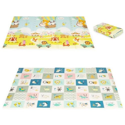 ECO TOYS edukativna podloga za igru sa dva lica animals sklopiva sa torbom ecotoys Cene