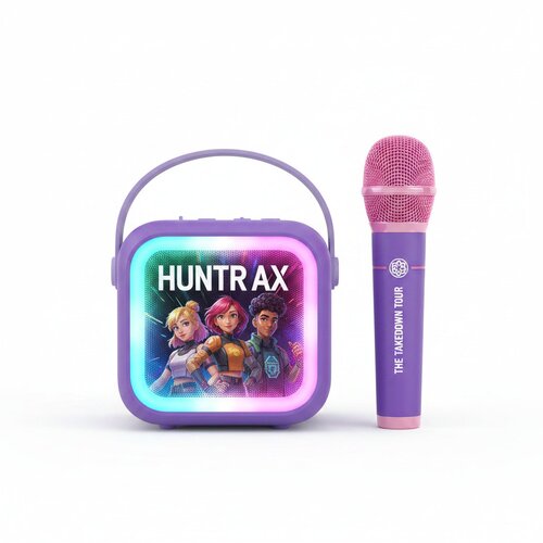 KPop Demon Hunters Huntrix Popsing LED brezžični karaoke zvočnik z mikrofonom vijolične barve za PC &amp;amp; mobilne telefone OTL Slike