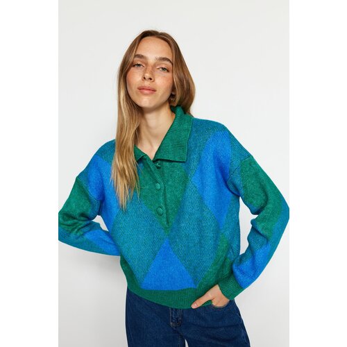 Trendyol Sweater - Green - Oversize Cene