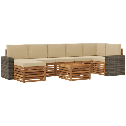 vidaXL Zunanja garnitura za sedenje z blazino 8 pcs Naravna in bež, (5000282095) Cene