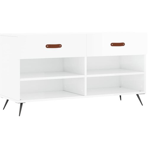 Maison Chic Regal za čevlje - Polica za čevlje visok sijaj bel 102x35x55 cm inženirski les, (21776574) Slike