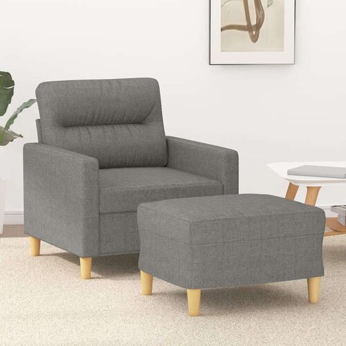  Fotelja s tabureom tamnosiva 60 cm od tkanine - Tamno siva 60 cm Cijene