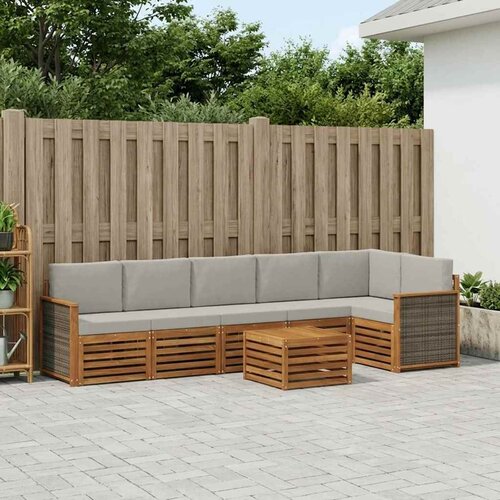  Set vanjskih sofa 6 kom. Prirodna i svjetlosiva Bijela Cene