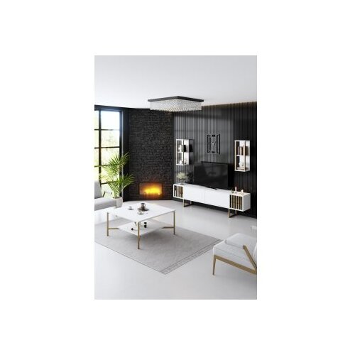 Hanah home gold line white black polica za tv Slike