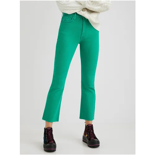 Desigual Green Womens Shortened Bootcut Jeans Lainta - Women