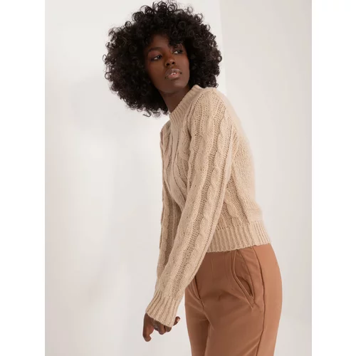 Fashion Hunters Beige short sweater with cables from MAYFLIES