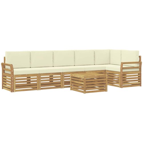  Set vanjskih sofa 7 kom. Bijela i krem Poliester 59 x 59 x 37 cm Slike
