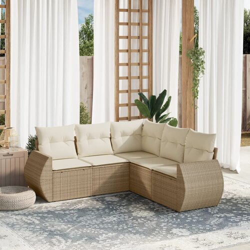 vidaXL 5-dijelni vrtni set sofa s jastucima bež od poliratana Cijene