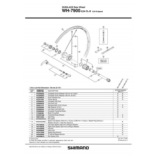  ŽICA SHIMANO WH7900C24TLR 304MM &amp;amp; PLUG/WASHER Y4GT98030 SHIMANO Slike