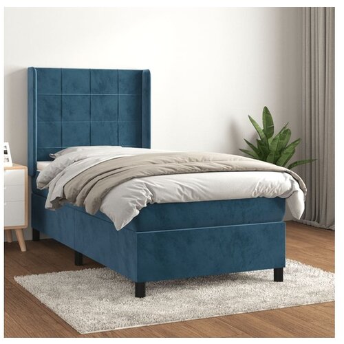  Box spring postelja z vzmetnico temno modra 80x200 cm žamet Cene