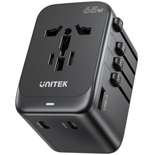 Unitek Power charger - 65W Universal Travel Adapter (P1122ABK01) | 1xUSB-A 3xUSB-C 1xAC Slike