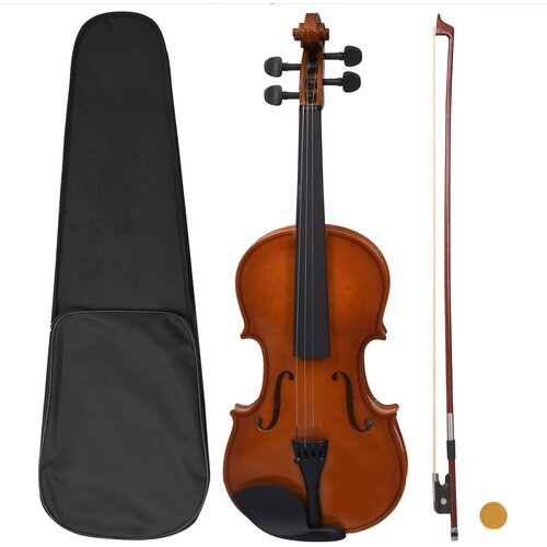 VidaXL Violinski set s gudalom i podbradkom boja tamnog drva 4/4 Slike