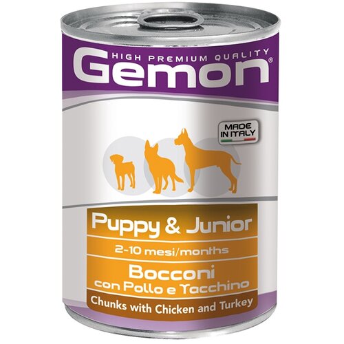 Gemon vlažna hrana za pse puppy&junior komadići piletine&ćuretine u konzervi 415g Cene