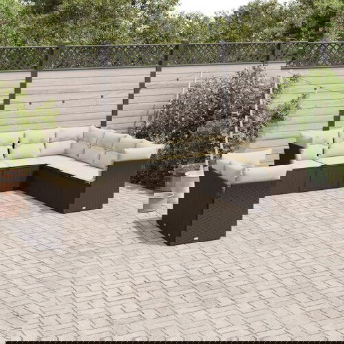 vidaXL 9-dijelni set vrtnih sofa s jastucima poliratan smeđi Cijene