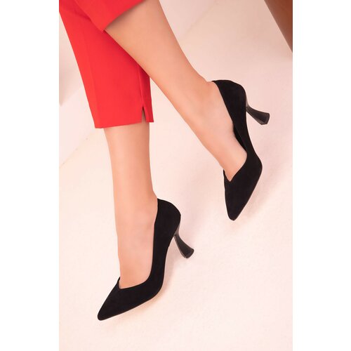 Soho Black Suede-Black Women's Classic Heeled Shoes 16549 Slike