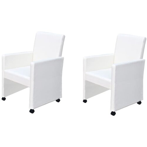 Maison Chic Jedilni stoli - Vzorci stoli 2 kosa belo umetno usnje A25, (22031657) Slike