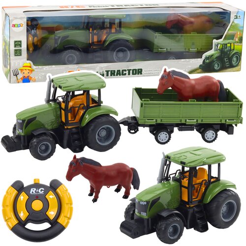 Traktor na daljinsko upravljanje s prikolicom i konjem - 48 cm Slike