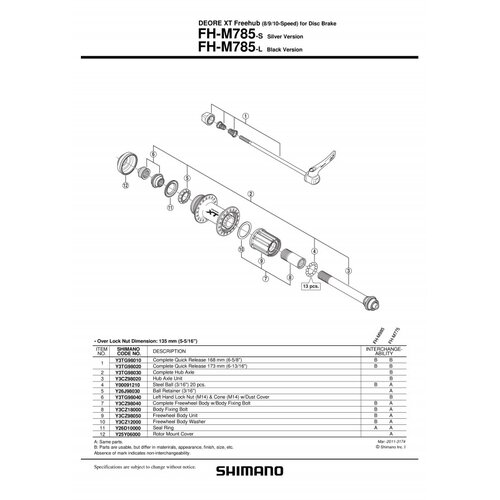 Konus shimano FHM785 levi M14 & cone M14 w/dust cover Y3TG98040 shimano Cene