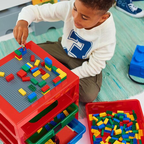 Lego Crveni organizator s 3 ladice za odlaganje Slike