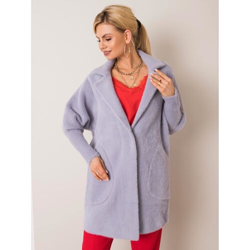 Fashion Hunters Gray fluffy alpaca coat Cene