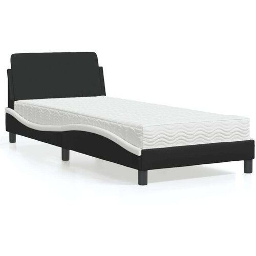 VidaXL Krevet s madracem crno-bijeli 90 x 190 cm od umjetne kože Slike