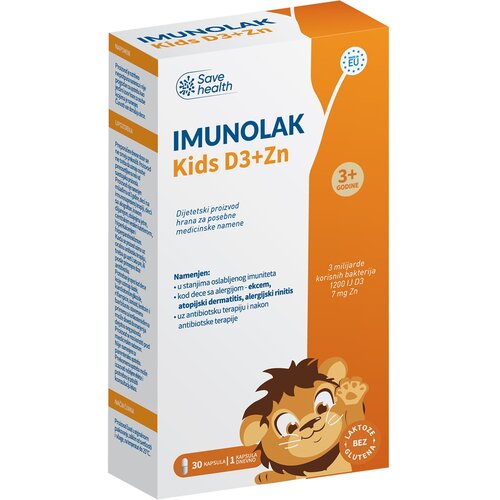 Save Health Imunolak Kids D3+Zn, 30 kaps Slike