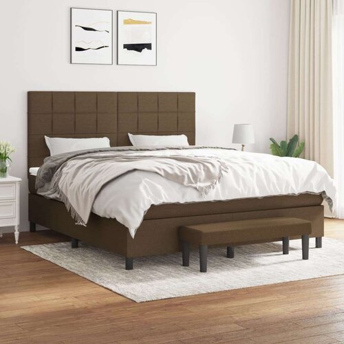  Box spring postelja z vzmetnico temno rjava 180x200 cm blago, (20999355) Slike