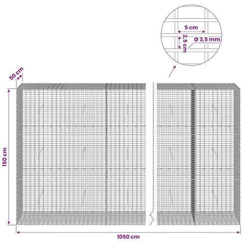  Gabion s žicom debljine 3 5 mm i mrežom 5x2 5 cm 1050x50x150 cm - 50 cm 150 cm 1050 cm Slike