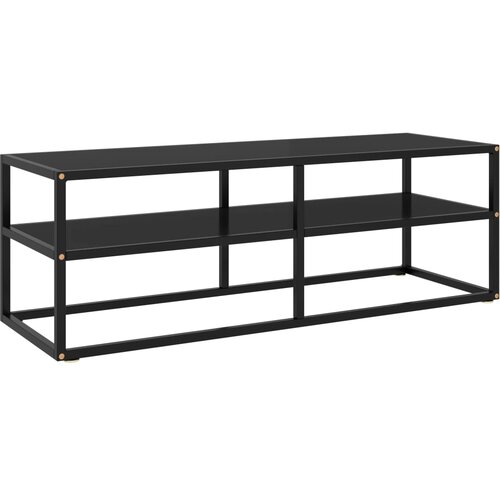 VidaXL TV ormarić crni s crnim staklom 120 x 40 x 40 cm Slike
