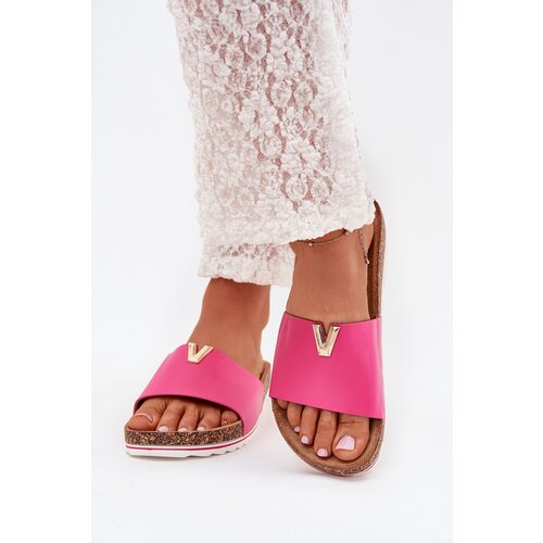Boto Ladies sandals on cork platform with decorative detail fuchsia Vessira Cene