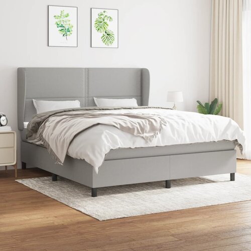  The Living Store Box spring postelja z vzmetnico svetlo siva 160x200 cm žamet - Box Spring Postelja, (21493038) Slike